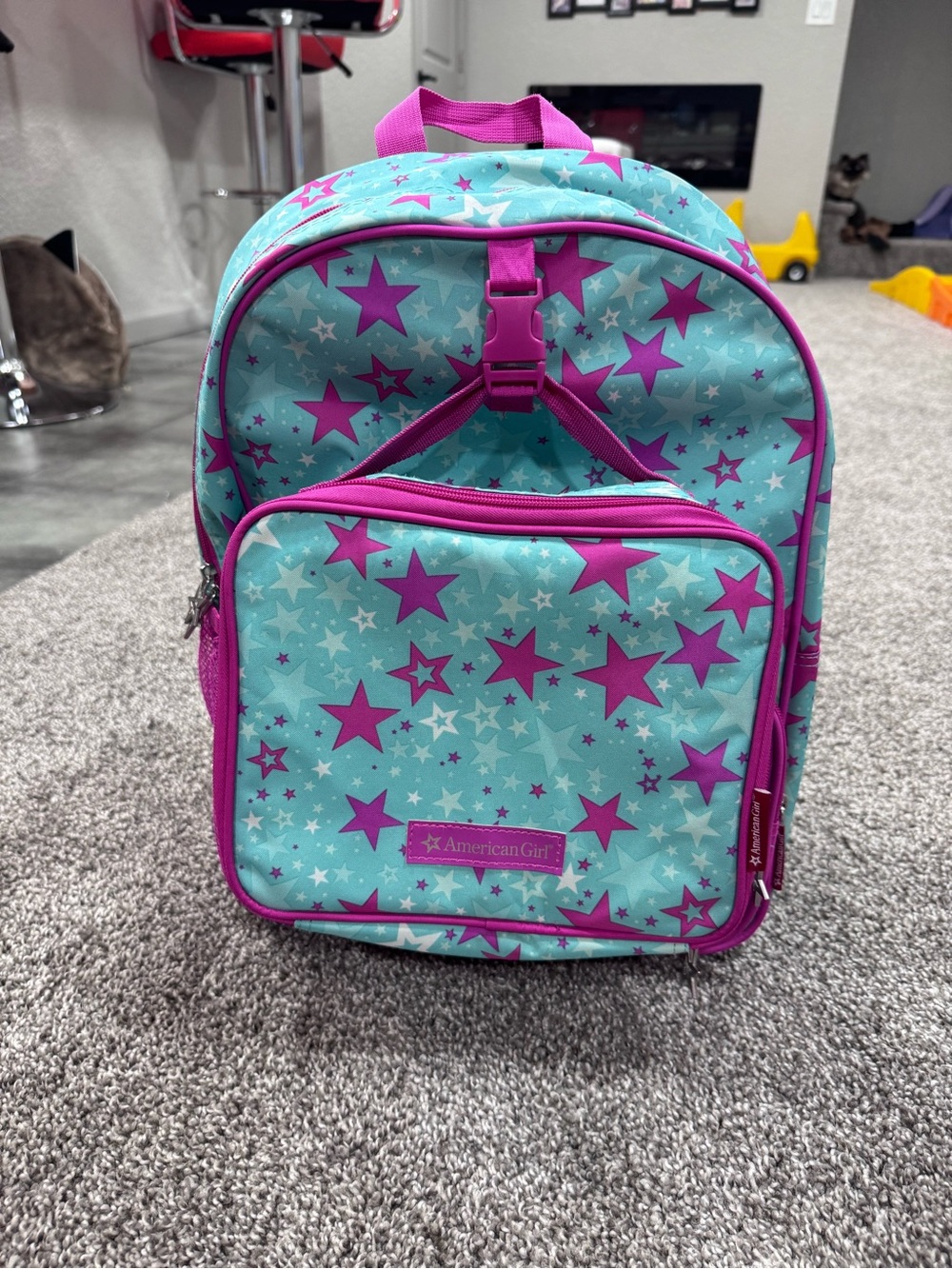 American Girl 15in Turquoise Backpack with lunch bag